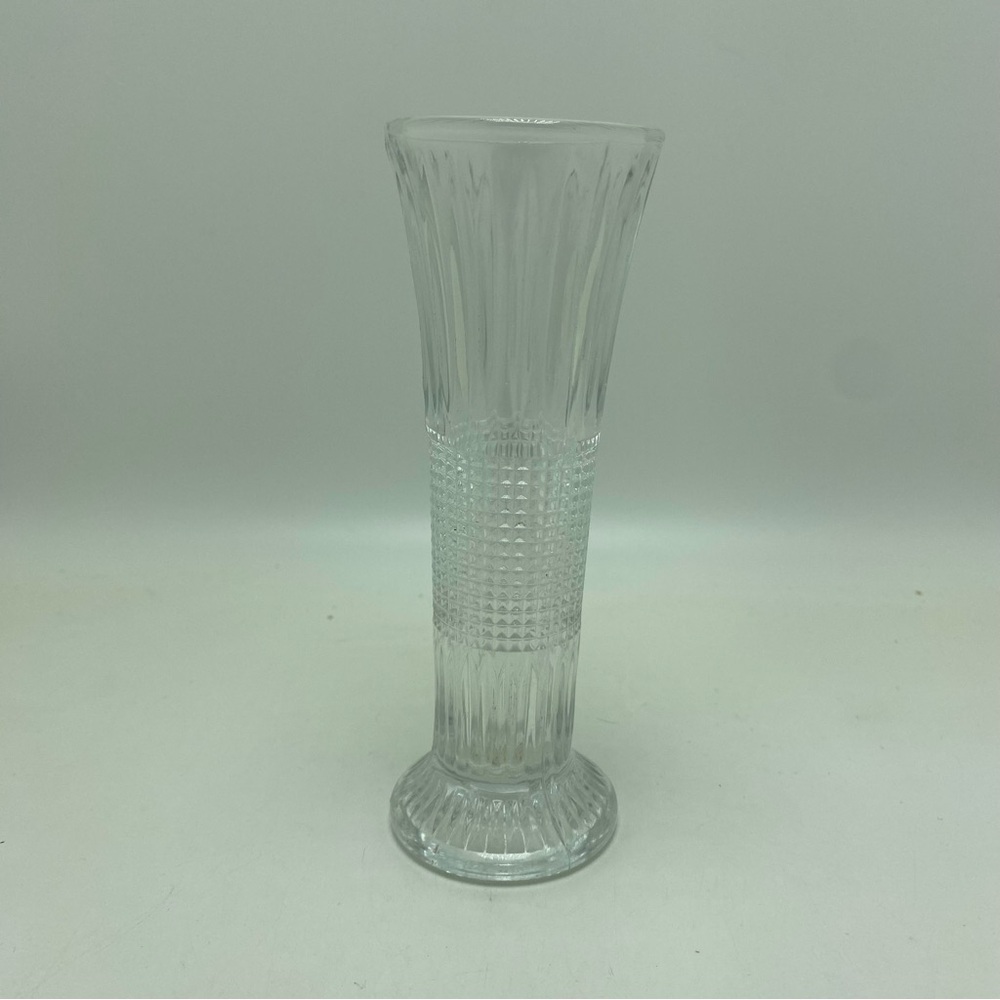 Vintage Leerdam Glass Italian Diamond Cut Vase